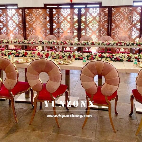 New Design Sunflower Back Party Chairs for Decor Weddings Unique Stainless Steel Rental Chair