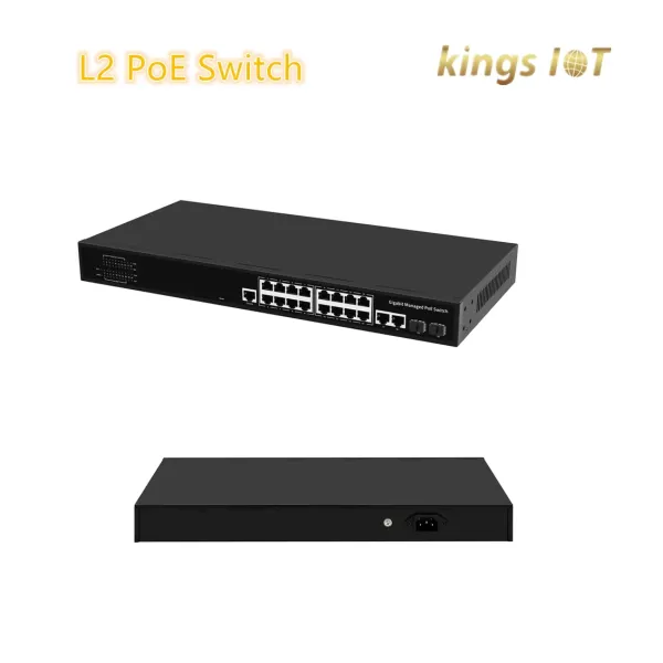 L2 Management Ethernet Switch, 16 Gigabit Poe Switch+2 SFP Uplink Ports and 2 Gigabit Uplink Ports;