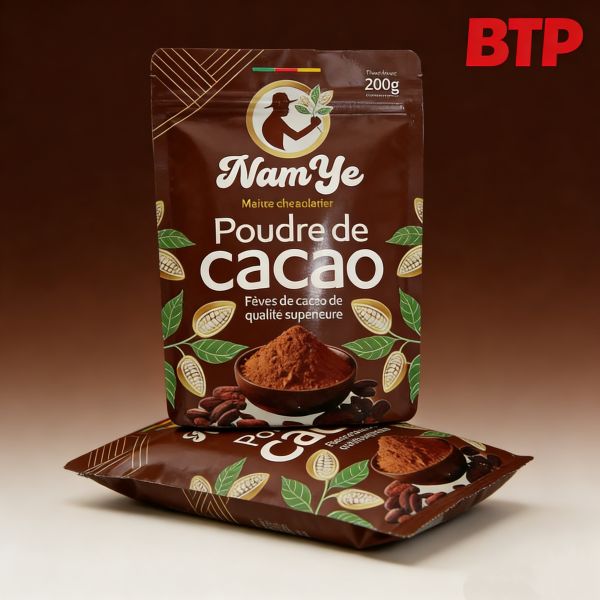 High for Stand up Resealable Pouch with Zipper Top PE Plastic Custom Logo for Cocoa & Coffee Powder Packaging