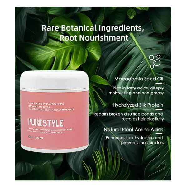 Masque capillaire organique lissant au collagène et à la kératine - Soin capillaire conditionneur 450ml