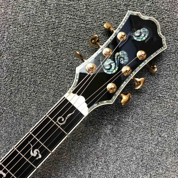 Custom Solid Spruce Top Ebony Fingerboard Real Abalone Shell Binding Inlay 40 Inches Flamed Maple B side Acoustic Guitar