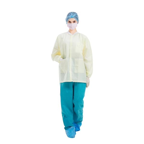 OEM Hospital Scrub Suit , Disposable Dental Lab Jackets Knit Collar