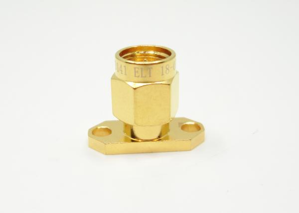 Straight 2 holes Flange Mount Gold Plated SMA Connector Male