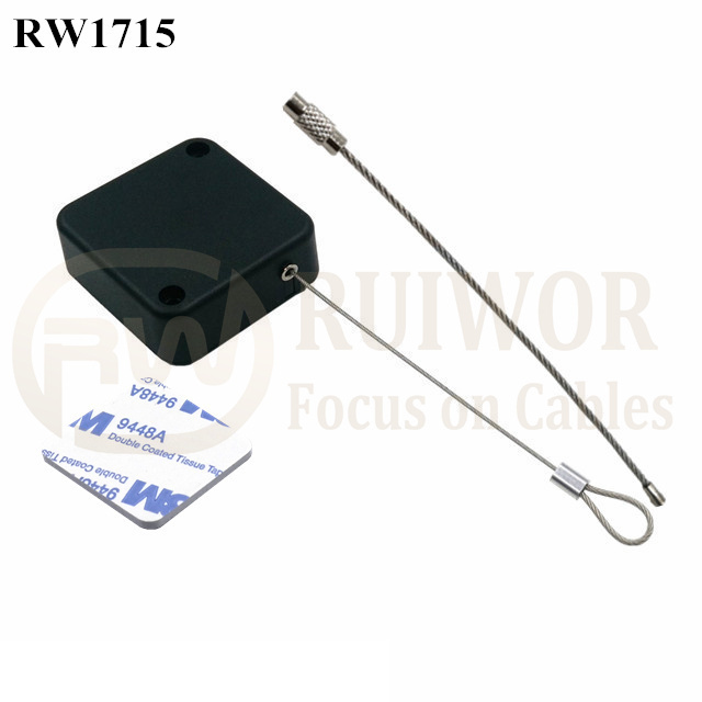 RW1715 Square Security Tether Plus Size Customizable Wire Rope Ring Catch