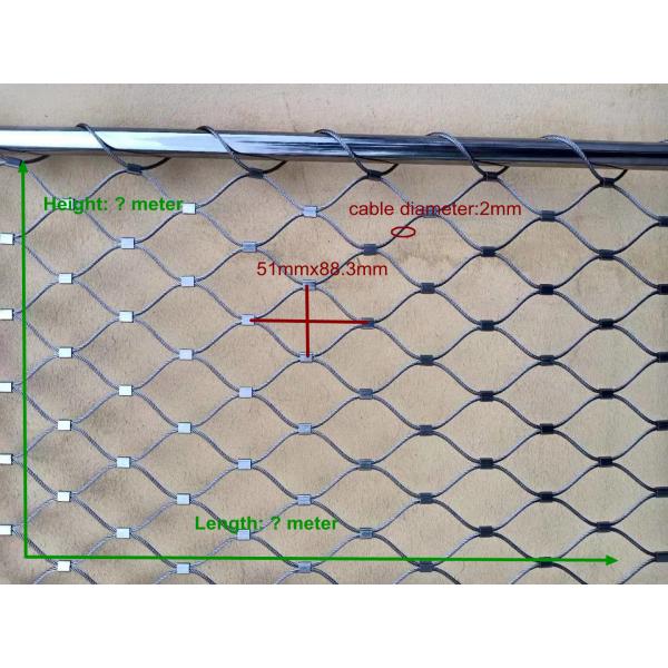 Perth 1.2mm 1.5mm Wire X Tend Cable Mesh SS Rope Mesh Railings For Balcony