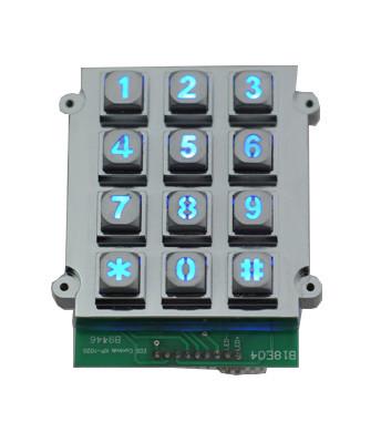 Morre o teclado chave de USB 12 industriais da matriz de ponto do luminoso da prova do vândalo da carcaça