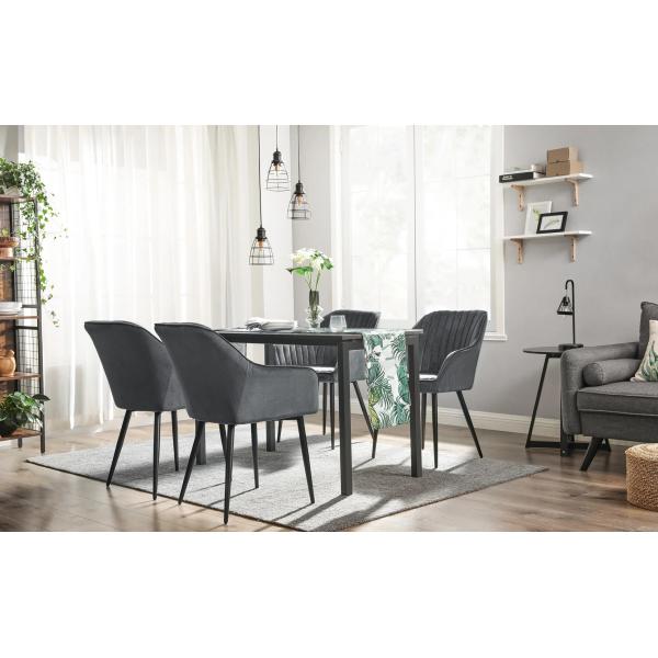 Kitchen Nordic Dark Green Upholstered Dining Chairs With Arms