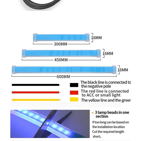 Couleur 300mm de bande à tube en ruban du phare LED de voiture de secours double 450mm 600mm