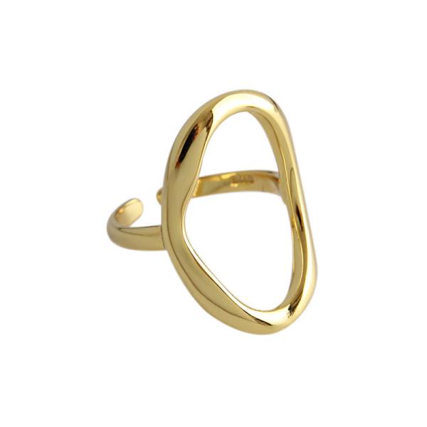 Lanciashow 925 Sterling Silver Jewelry Open Ring Simple Geometric Irregular Hollow Style