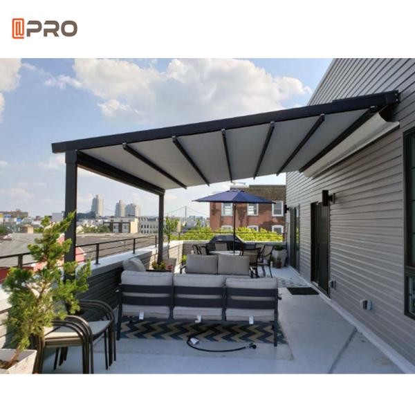 Large Retractable Customized Sunshade Pergola Commercial Outdoor  Solar  Roof Pergola