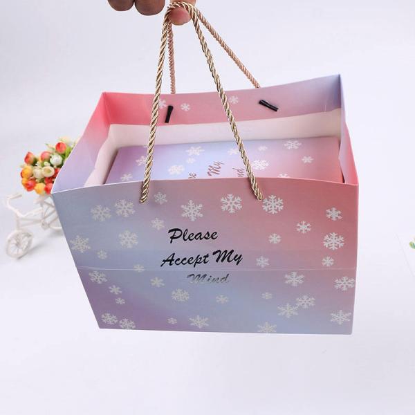 Bolsas de papel de regalo personalizadas con logotipo y manijas para compras e impresión offset