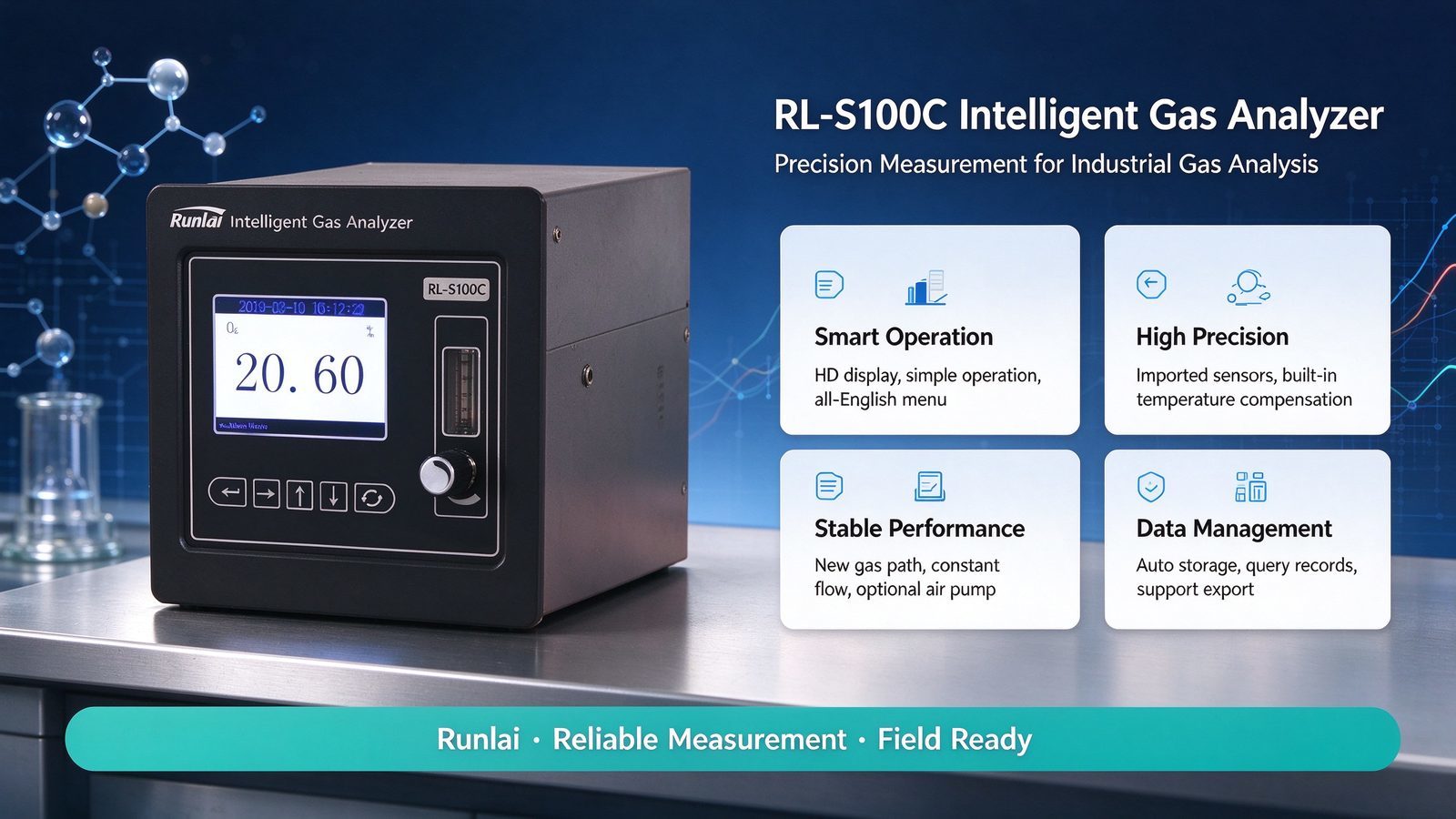 Online Real Time Portable Oxygen Purity Analyzer Metal Meter With Sound Alarm