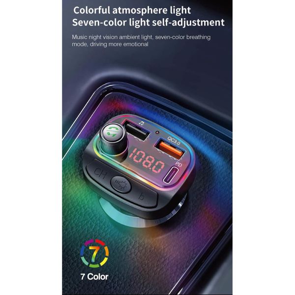 PD18W Car FM Transmitter Fast Charging Bluetooth Hands Free FM Transmitter