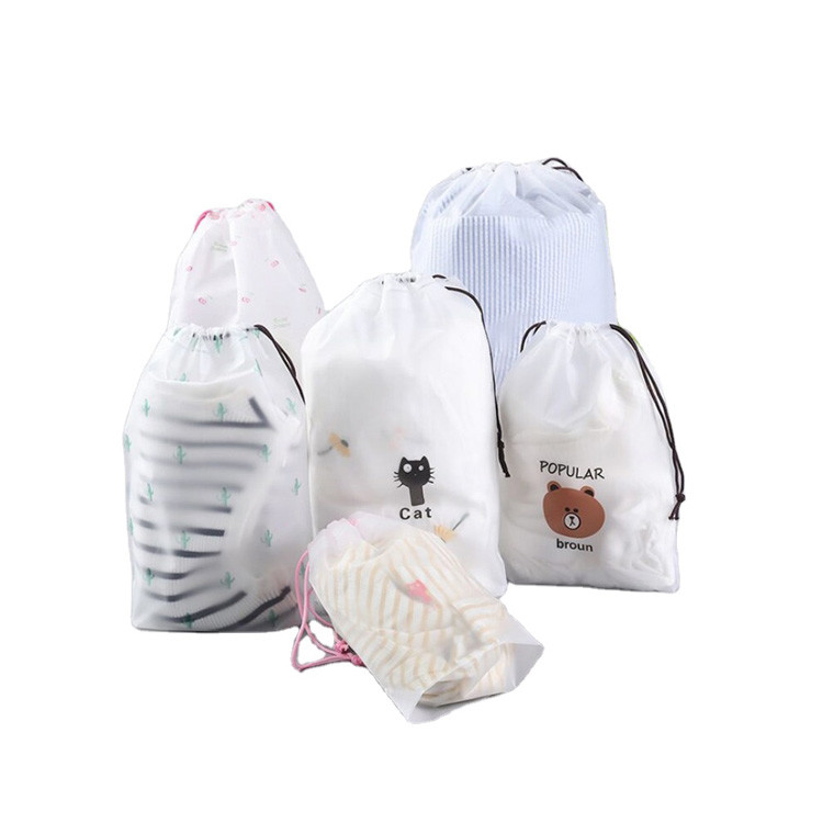 Сумка строки нижнего белья пластиковая, сумки Drawstring винила ясности CPE