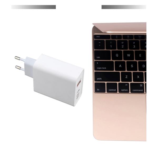 45W GaN PD Fast Charger EU Plug with 1 USB-C and 1 USB-A Port