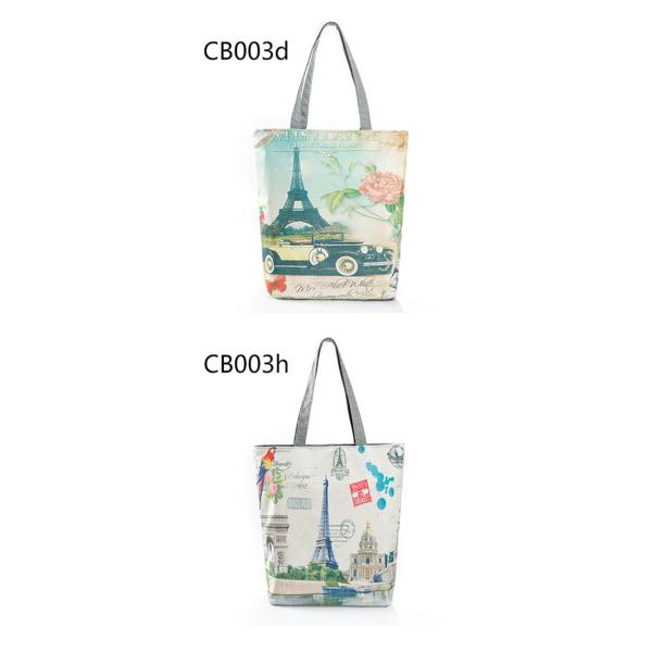 Printed canvas shoulder bag lady female Tower in Paris printing landscape character canvas Handbags