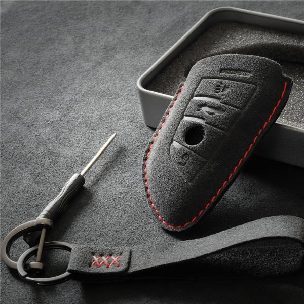 for BMW Car Key Covers Personalised Hight Standard Synthetic Black Suede