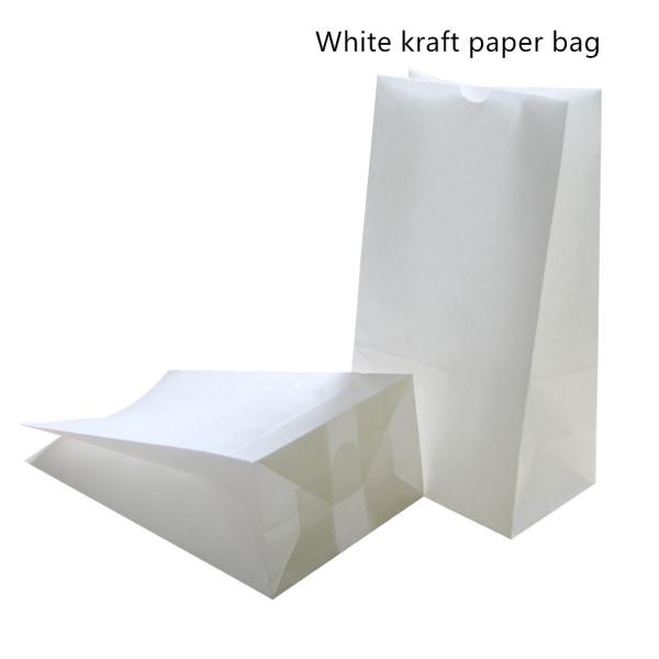 Recyclable 60gsm 70gsm White Kraft Paper Carry Bags For Food Packaging