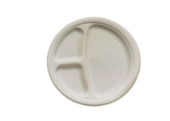 9 3 Compartment Biodegradable Sugarcane Bagasse Plates
