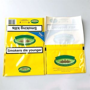Smoking Leaf Packaging Bag Wholesale Rolling Tobacco Pouch With Zipper And Sticker