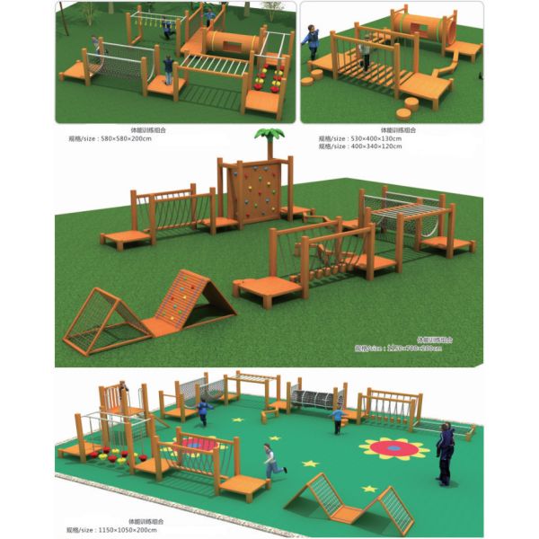 Kindergarten Kids Slides Set WOODEN Playground Equipment Outdoor play ground