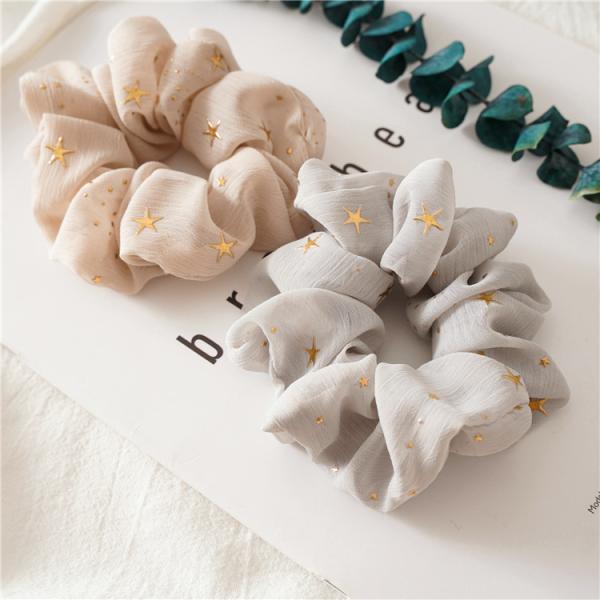 Stars Chiffon large colon headdress Ins women girls sweet plate release circle Korea scrunchie wholesale