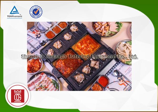 Multi-Purpose Commercial Charcoal Bbq Grills Hot Pot Table For Hotel / Canteen