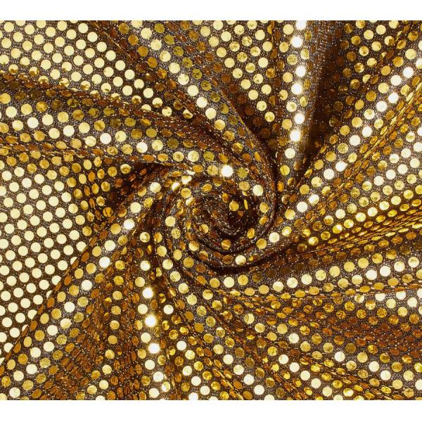 Woven Round Metal Sequin Fabric / Metal Mesh Fabric Chainmail For Decoration