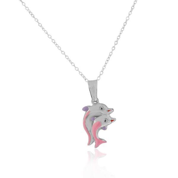Carat in Karats Sterling Silver Polished Finish Enameled With Mustard Seed Ichthus Fish Charm Pendant