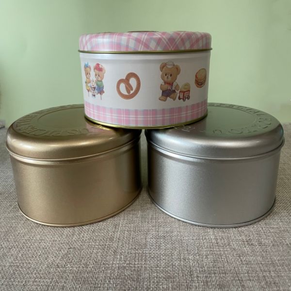 Rose Red Silver Gold Lacquered Round Tinplate Can For Cake Gift
