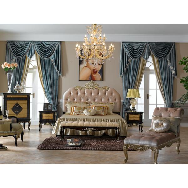 OEM ODM ISO14001 Luxury Style Classic Wooden Bedroom Set 4 Piece Customized