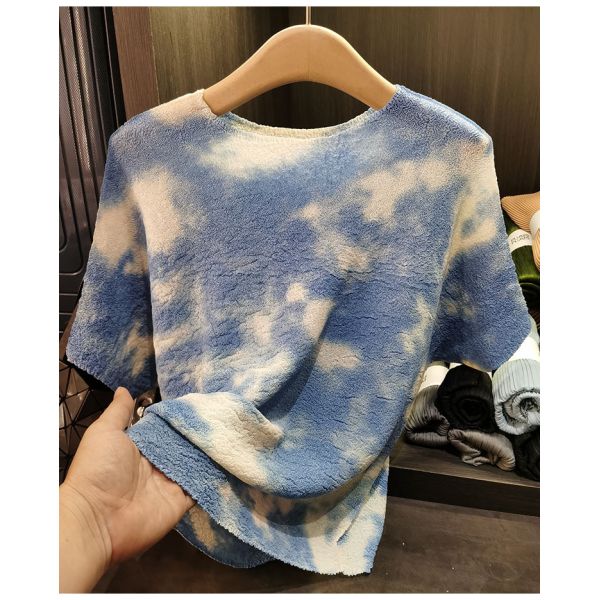 Women's Summer Elegant and Versatile Short-Sleeved T-Shirt Tops Casual Tie-Dye with Slimming Loose Fit