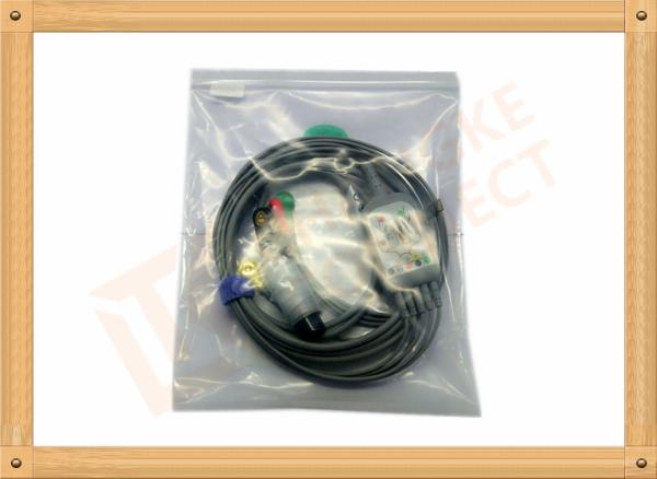 6 Pin One Piece Reusable ECG Patient Cable 5 Lead Defib , PVC Insulation