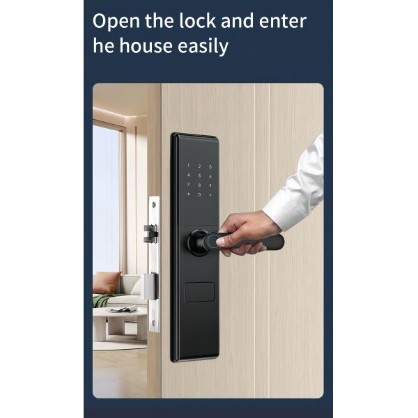 Qleung S829 Tuya Wifi Remote Control Digital Lock Fingerprint Password Key Card Access Smart Home Door Lock