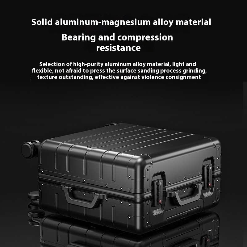 Unisex 18-Inch All Aluminum Alloy Trolley Case Spinner Caster Wheel TSA Lock Waterproof Small Business Boarding Suitcase for