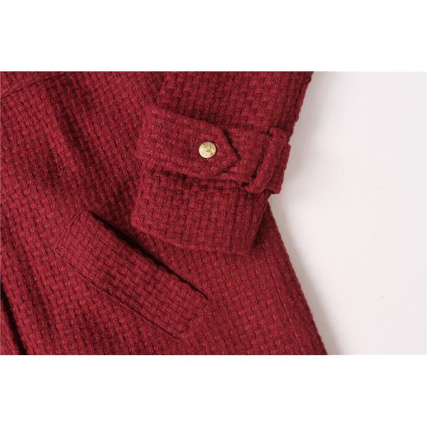 Stockpapa Autumn Winter Ladies Knit Burgundy Longline Blazer