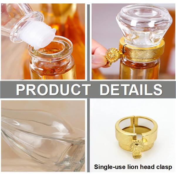 Home Bar Gift 500ml Capacity Whisky Bottle with Sealed Glass Stopper Decal Surface