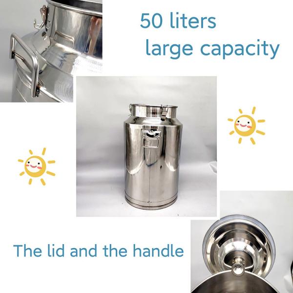 Food grade 304 Stainless Steel Milk Can 50 Liters Large Capacity