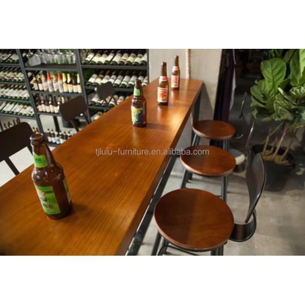 Home Bar Rustic Metal Frame Dining Tables High Rectangular Wood Kitchen Bar Table Stool