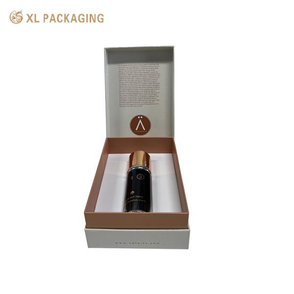 ﻿XL Packaging Custom Printed Cosmetic Boxes Embossing Hinged Cosmetic Paper Box Rose Gold Foil LOGO For Skincare Bottle
