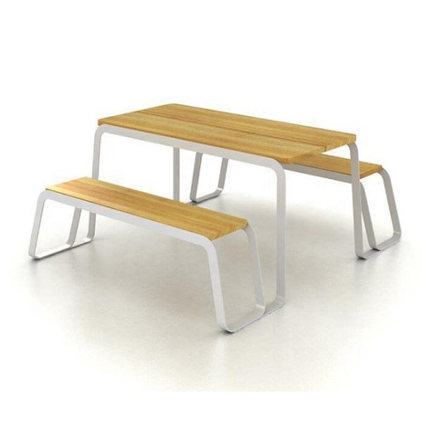 Factory Outlet Customized Steel-wood Table Bench Garden Furniture Picnic Table Modern Design Metal Table
