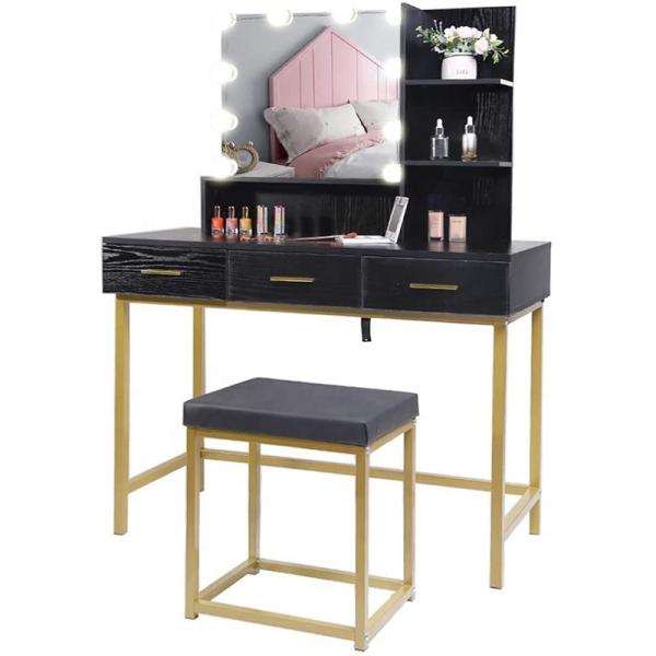 Bedroom MDF Wood Bedside Table 160cm Height Touch Screen Mirrored
