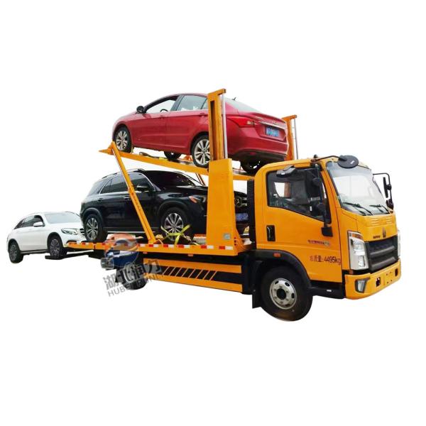 SINOTRUCK 4*2 Transportador de vehículos de plataforma de tres posiciones Transportador de automóviles para el transporte de tres automóviles