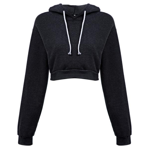 Long Sleeve  Cropped Cotton Drawstring Crop Top Hoodie Pullover