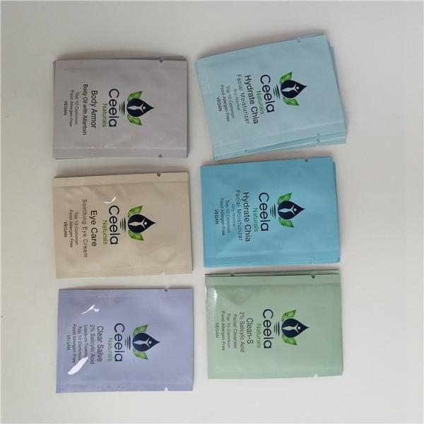 Cosmetic 3 Side Seal Sample Bag Aluminum foil sample sachets cream cosmetics packaging bags
