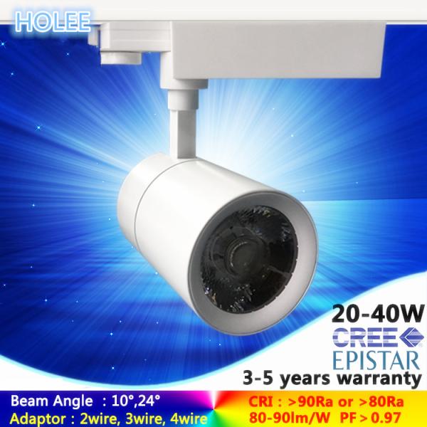 10W -50W 4000K AC230V 3-fase euro white/black COB led track light 10° to 60° beam angle