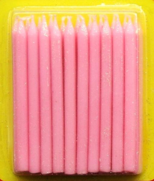 Light Pink Color Glitter Birthday Candles 20pcs For Girls Party / Valentine's Day