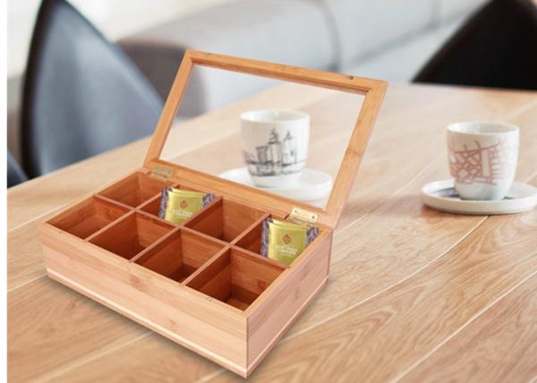 Attractive Design Bamboo Storage Organizer Tea Box Strong Magnetic Closure