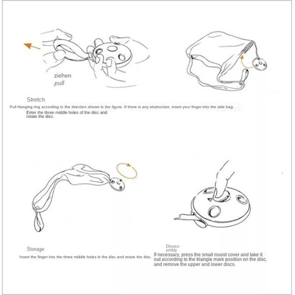 Облегченная многоразовая хозяйственная сумка диска, многофункциональная телескопичная сумка хранения