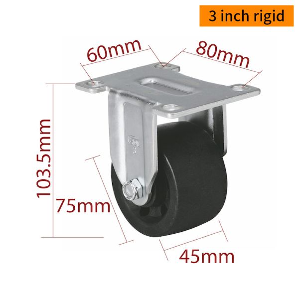 EDL 2Inch Plate Equipment Casters M623P-03 By Rigid Swivel Brake Load 180kg